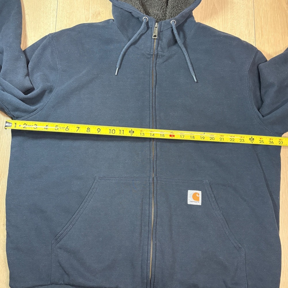 Carhartt Mens XL Navy Blue Sherpa Lined Full Zip Hoodie Jacket Sweatshirt 100072 - Picture 6 of 8